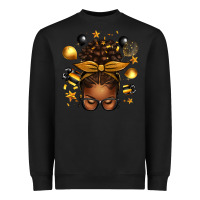 Black new year's eve afro messy bun Heavyweight Sweatshirt - texasbilliewilder