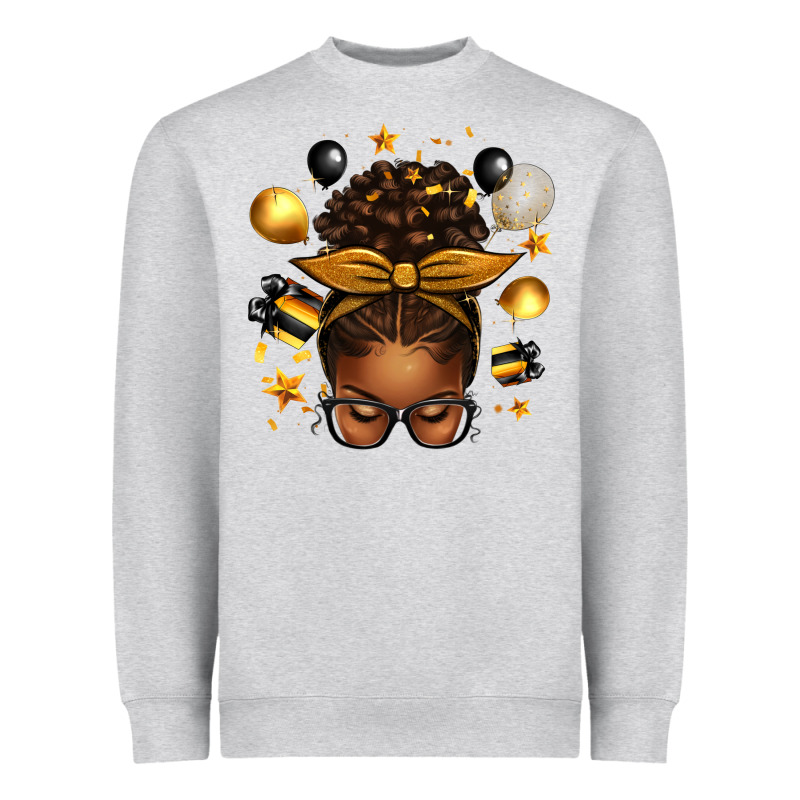 New Year's Eve Afro Messy Bun Heavyweight Sweatshirt by texasbilliewilder | Teevron