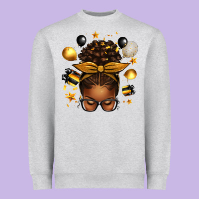New Year's Eve Afro Messy Bun Heavyweight Sweatshirt Designed By Texasbilliewilder
