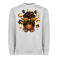 Heather Grey new year's eve afro messy bun Heavyweight Sweatshirt - texasbilliewilder