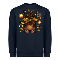 Navy new year's eve afro messy bun Heavyweight Sweatshirt - texasbilliewilder