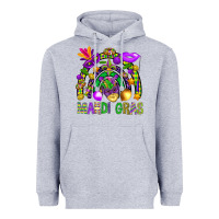 Heather Grey Mardi Gras Rainbow Heavyweight Hoodie - BundleAndBundleShop