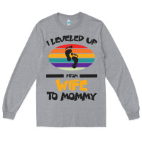 Heather Grey I Leveled Up From Wife To Mommy Long Sleeve Tee - Bettercallsaul