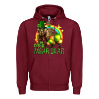 Burgundy St. Patrick's Day mear bear Zipper Hoodie - HowdyJamesFarm