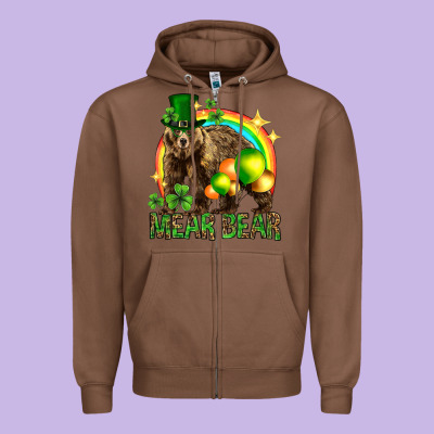 St. Patrick's Day Mear Bear Zipper Hoodie Designed By Howdyjamesfarm