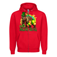 Red St. Patrick's Day mear bear Zipper Hoodie - HowdyJamesFarm