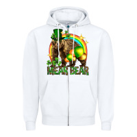 White St. Patrick's Day mear bear Zipper Hoodie - HowdyJamesFarm