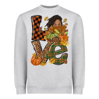 Heather Grey Love Fall with afro woman Heavyweight Sweatshirt - NancyCooperArtShop