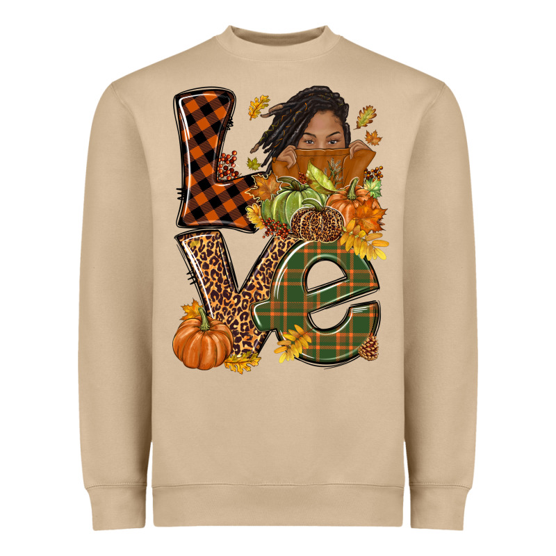 Love Fall With Afro Woman Heavyweight Sweatshirt by NancyCooperArtShop | Teevron