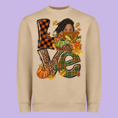 Love Fall With Afro Woman Heavyweight Sweatshirt Designed By Nancycooperartshop