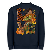 Navy Love Fall with afro woman Heavyweight Sweatshirt - NancyCooperArtShop