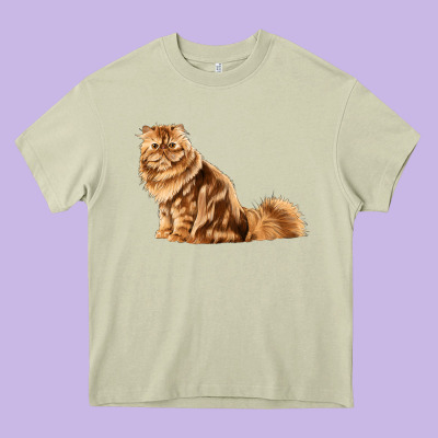 Persian Cat Heavy Core Tee Designed By Lillyallendesigns
