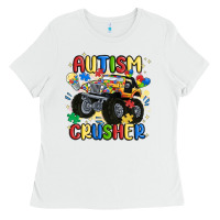 White autism crusher Ladies Tee - MaliasSmallBusiness