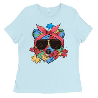 Baby Blue autism awareness bear Ladies Tee - MaliasSmallBusiness