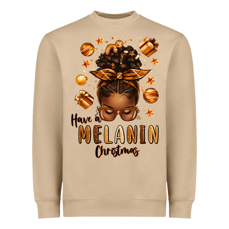 Have A Melanin Christmas Afro Messy Bun Heavyweight Sweatshirt by texasbilliewilder | Teevron