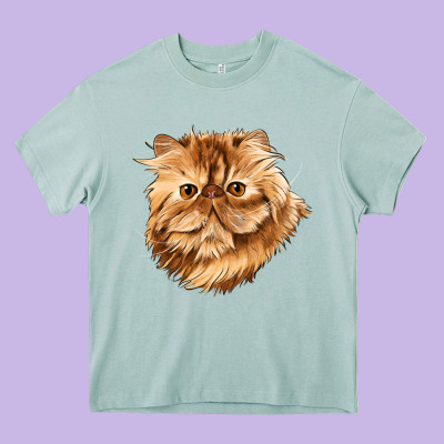 Persian Cat Face Heavy Core Tee Designed By Lillyallendesigns