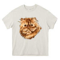 Cream Persian Cat Face Heavy Core Tee - LillyAllenDesigns