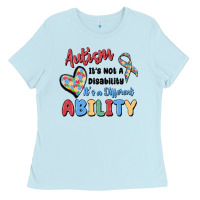 Baby Blue autism it's not a disability it's a different abil Ladies Tee - MaliasSmallBusiness