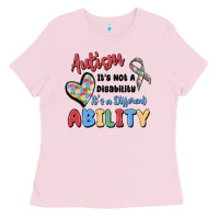 Bubblegum Pink autism it's not a disability it's a different abil Ladies Tee - MaliasSmallBusiness