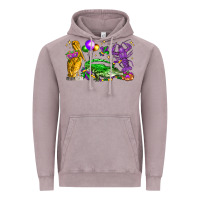 Vintage Zinc mardi gras pelican alligator and crawfish Vintage Hoodie - LillyAllenDesigns