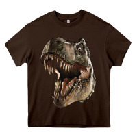 Chocolate Brown Tyrannosaurus T Rex Face Heavy Core Tee - LillyAllenDesigns