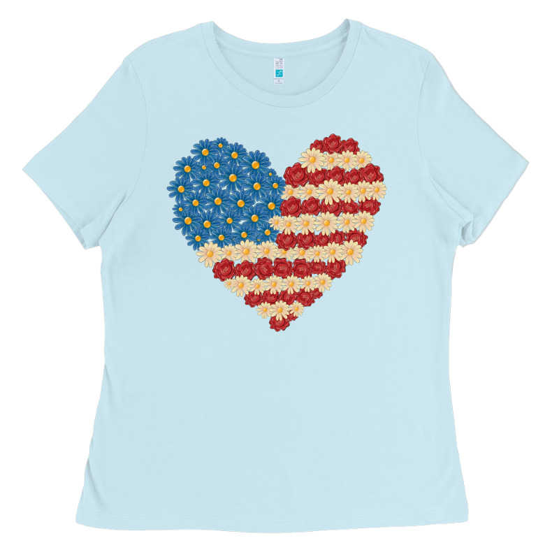 American Heart Flag Ladies Tee by MaliasSmallBusiness | Teevron