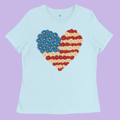 American Heart Flag Ladies Tee Designed By Maliassmallbusiness