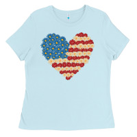 Baby Blue american heart flag Ladies Tee - MaliasSmallBusiness