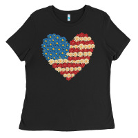 Black american heart flag Ladies Tee - MaliasSmallBusiness