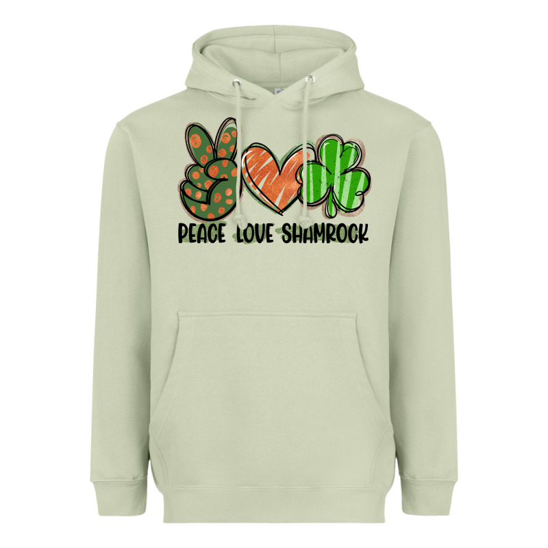 Peace Love Shamrock Heavyweight Hoodie by FaDigitalArtStudio | Teevron
