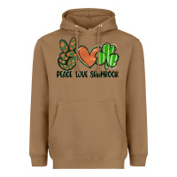 Toasted Coconut peace love shamrock Heavyweight Hoodie - FaDigitalArtStudio