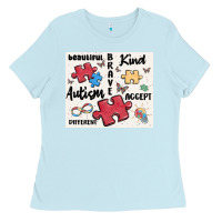 Baby Blue autism Ladies Tee - MaliasSmallBusiness
