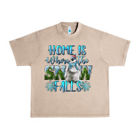 Home Is Where The Snow Falls Winter Penguin Urban Heavy Tee | Teevron