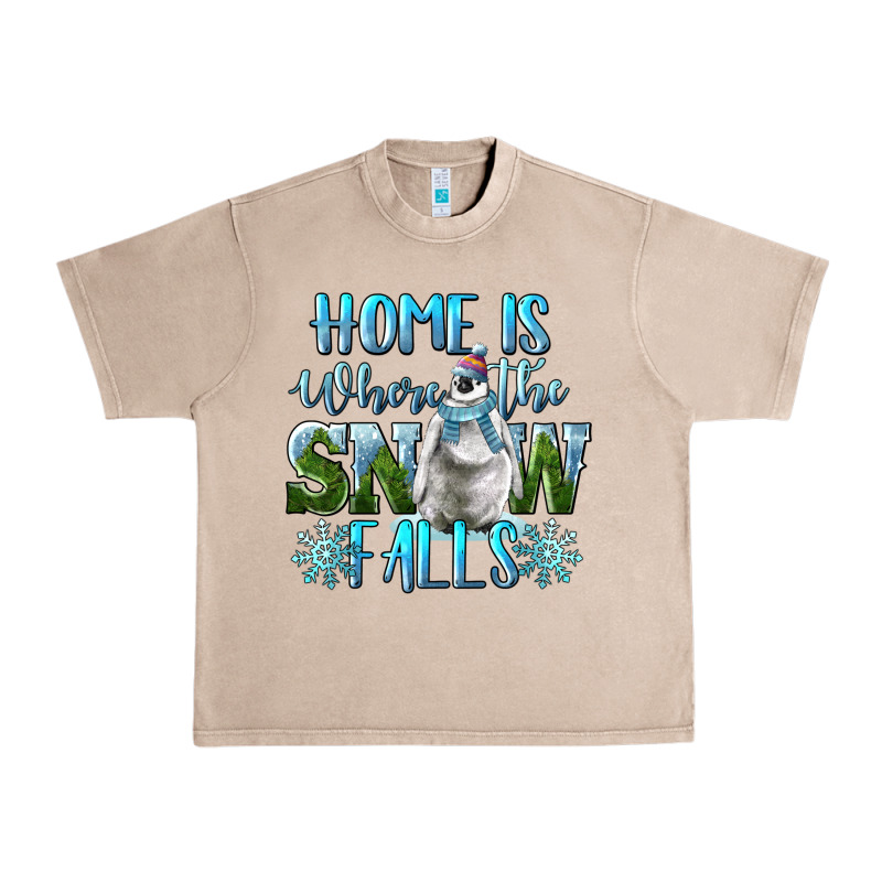 Home Is Where The Snow Falls Winter Penguin Urban Heavy Tee by LillyAllenDesigns | Teevron