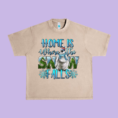 Home Is Where The Snow Falls Winter Penguin Urban Heavy Tee Designed By Lillyallendesigns