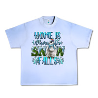 Grape Ice Home Is Where The Snow Falls Winter Penguin Urban Heavy Tee - LillyAllenDesigns