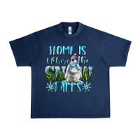 Navy Home Is Where The Snow Falls Winter Penguin Urban Heavy Tee - LillyAllenDesigns