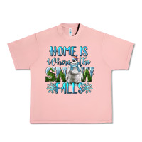 Salmon Home Is Where The Snow Falls Winter Penguin Urban Heavy Tee - LillyAllenDesigns