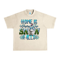 Sandshell Home Is Where The Snow Falls Winter Penguin Urban Heavy Tee - LillyAllenDesigns