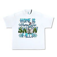 White Home Is Where The Snow Falls Winter Penguin Urban Heavy Tee - LillyAllenDesigns