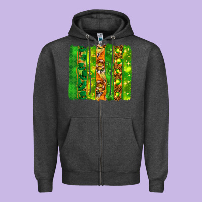 St. Patrick's Day Brushstrokes Zipper Hoodie Designed By Howdyjamesfarm