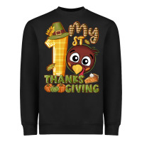 Black My 1st Thanksgiving with turkey Heavyweight Sweatshirt - NancyCooperArtShop