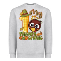 Heather Grey My 1st Thanksgiving with turkey Heavyweight Sweatshirt - NancyCooperArtShop