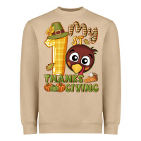 Mushroom My 1st Thanksgiving with turkey Heavyweight Sweatshirt - NancyCooperArtShop