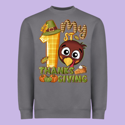 My 1st Thanksgiving With Turkey Heavyweight Sweatshirt Designed By Nancycooperartshop