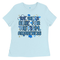 Baby Blue we wear blue for autism awareness Ladies Tee - MaliasSmallBusiness