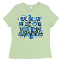 Matcha we wear blue for autism awareness Ladies Tee - MaliasSmallBusiness