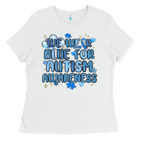 White we wear blue for autism awareness Ladies Tee - MaliasSmallBusiness