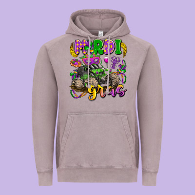 Mardi Gras Monster Truck Vintage Hoodie Designed By Lillyallendesigns