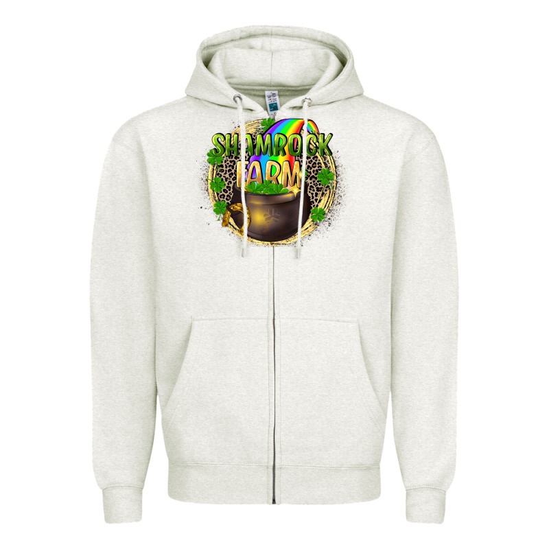 St. Patrick's Shamrock Farm Zipper Hoodie by CowGirlArtShop | Teevron
